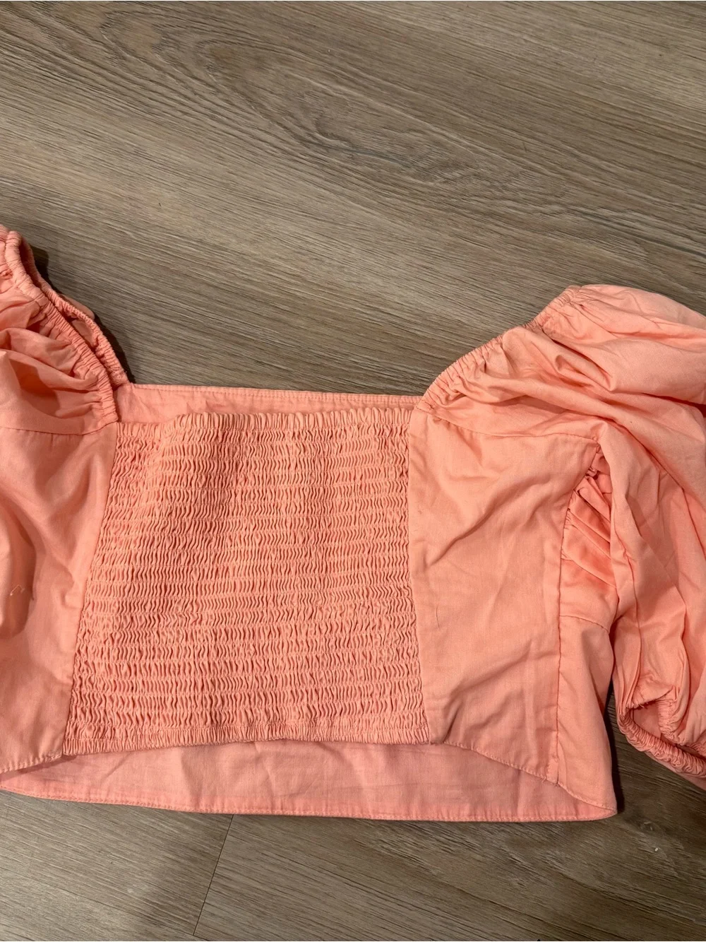 Abercrombie & Fitch Peach Puff-Sleeve Square Neck Crop Top